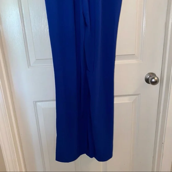 ABOUT US royal blue tie front Krystol wide leg jumpsuit S Revolve - Picture 9 of 13